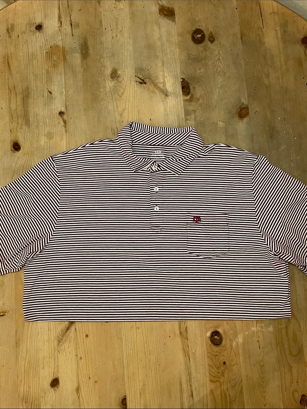 Peter Millar Texas A&M Maroon White Striped Embroidered Polo Shirt XL collegiate - Picture 2 of 6